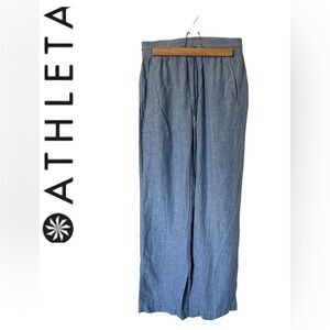 Athleta Linen Blue Wide Leg Pants US 4T